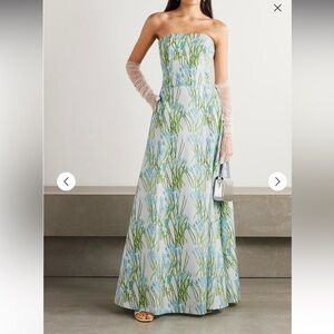 Floral Strapless Maxi Skirt - Blue and Green